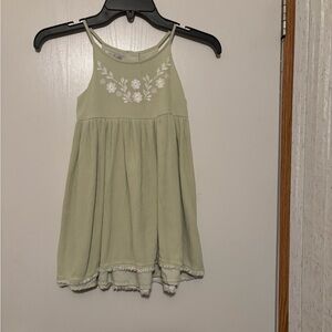 Rachel Zoe Girls Pale Green Floral Embroidered Sundress